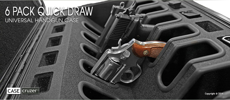 Revolver inside of 6 pack handgun case